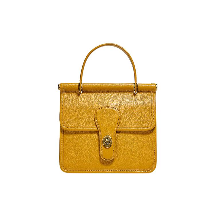 New COACH Willis Pebbled Leather Handbag Shoulder Bag Crossbody Bag Small Size Women's Yellow 5888-B4LQT