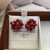 Unique Red Pearl Flower Group Fireworks Stud Earrings Autumn And Winter Light Luxury Premium 20 Retro Niche