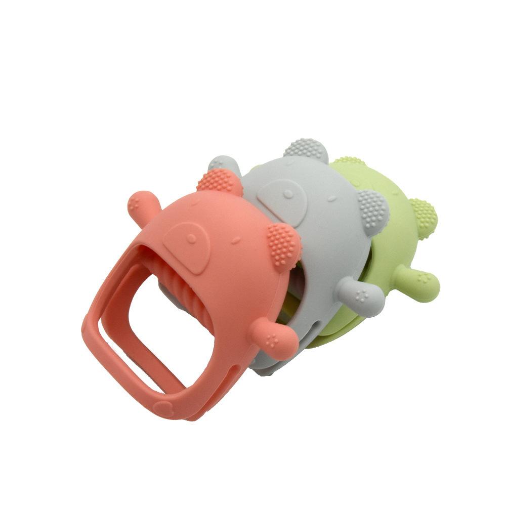 Food Grade Silicone Baby Chewing Toy Baby Teething Toys 6+ Months Anti Dropping Baby Hand Teether Bear Teether OEM Customized