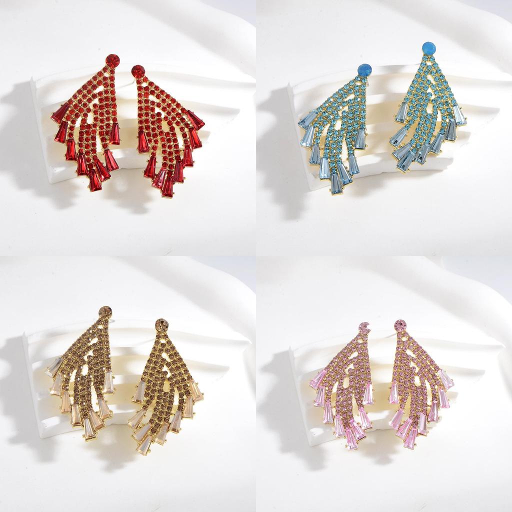 Earrings Jewelry Exaggerated Full Rhinestone Tassel For Women Summer