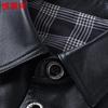 Hengyuanxiang Men's Turn-down Collar Pebbled Cowhide Leather Jacket