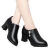 New Style Mid-heel Soft Leather Sole Women's Shoes with Thick Heels and Single Sole