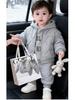 Children's Fleece-Lined Hoodie Set: Padded Vest, Cotton Pants, Baby Outerwear for Autumn & Winter