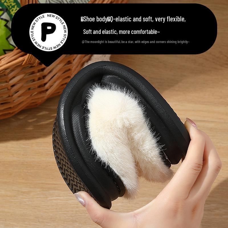 Women's Plus Velvet Fuzzy Slippers: Warm Cotton, Non-Slip Thick Sole, for Men & Women, Perfect for Autumn & Winter