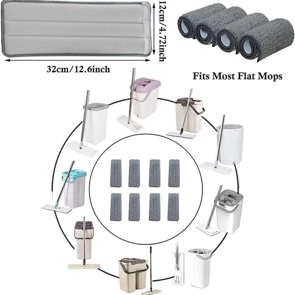 Wiper Replacement Cover 8 Pieces Microfiber Pads Flat Washable Suction Mop Pad Hair Removal Wipe For Most Floor Types Machine Washable