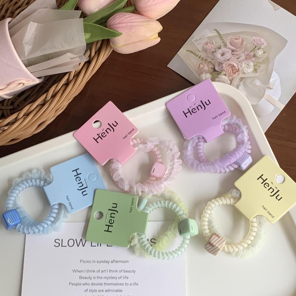 Korean High Elasticity Seamless Telephone Cord Hair Tie – Durable Hair Accessory for Influencers