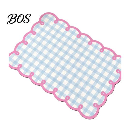 Quick-drying Kitchen Mat Diatomite Plaid Placemat with Wavy Edge, Heat Resistant Non-slip Table Mat, Absorbent Quick Drying for Counter Countertop
