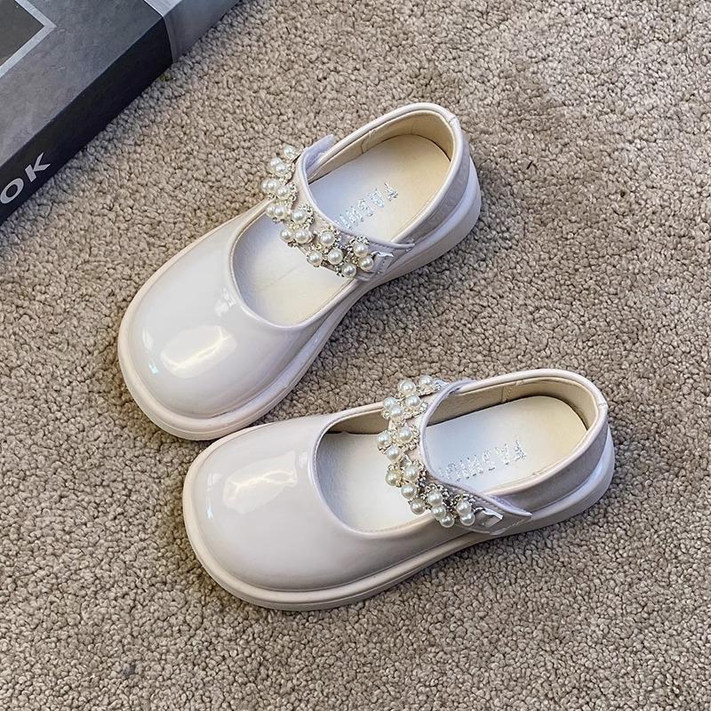 

Детская обувь принцессы, платье для девочки, одинарные туфли, осенняя новинка из жемчужной лакированной кожи, маленькие детские кожаные туфли 26 белый