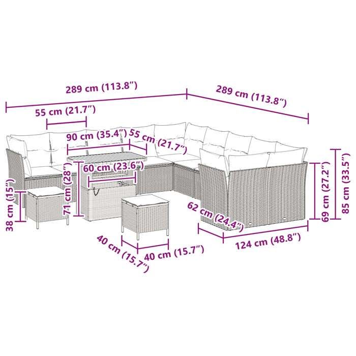 VidaXL Ensemble de canapé de jardin 13 pcs Noir polyrotin, Jardin et Terrasse, Canapé en Rattan, Salon de Jardin 3361544