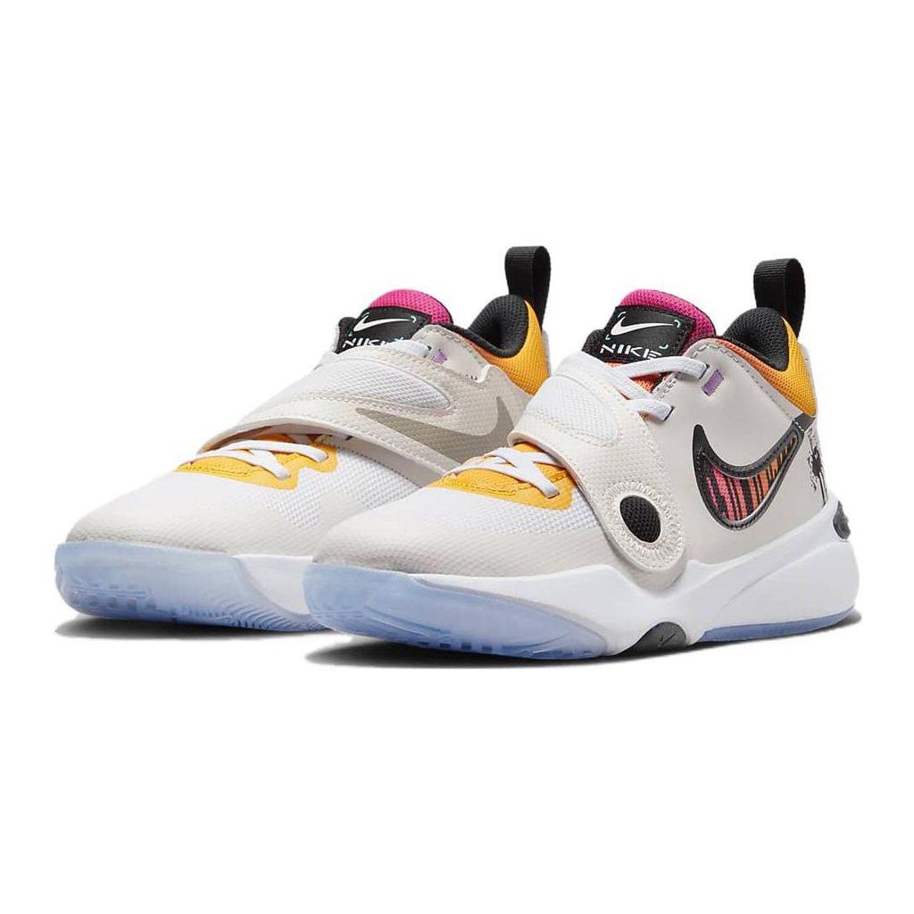 Nike Team Hustle D 11 Big Kids White Phantom Black Basketball Shoes FJ7688-101