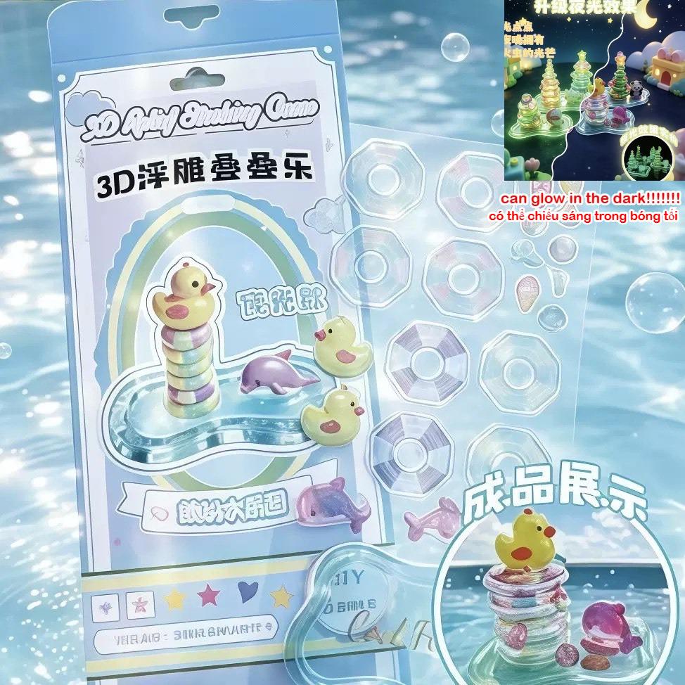 3D Crystal Stickers Cute Relief Stickers Fun Stacking Series Children's Toys Exchange Stickers Stationery School Office Supplies