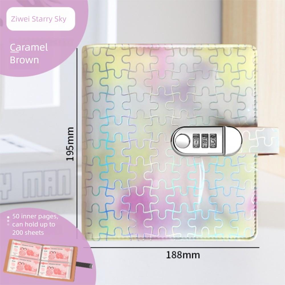 PU Money Collection Book With Password Lock Savings Binder Gifts Savings Challenges Book  Children