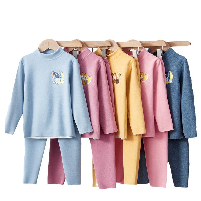 Thermo-Unterwäsche-Set für Kinder mit mittellangem Halsausschnitt – Frühjahr 2025, Flanellhosen für Kinder