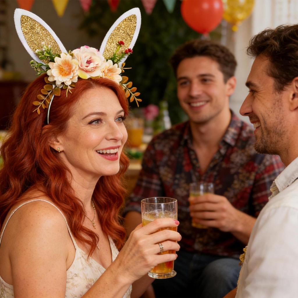 Easter Bunny Headband Adjustable Soft Glitter Cartoon Costume Decoration Adult Kids Party Favor Headband For Cosplay Photo Booth