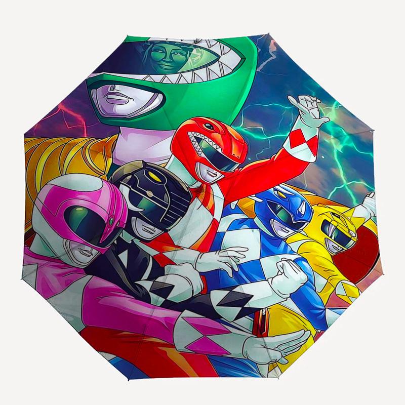 1pc Power Rangers Automatic Opening Umbrella - Portable Tri-Fold Design with 8-Bone Iron Frame - Outdoor Umbrella for Fans, Travelers, Daily Use - Ide