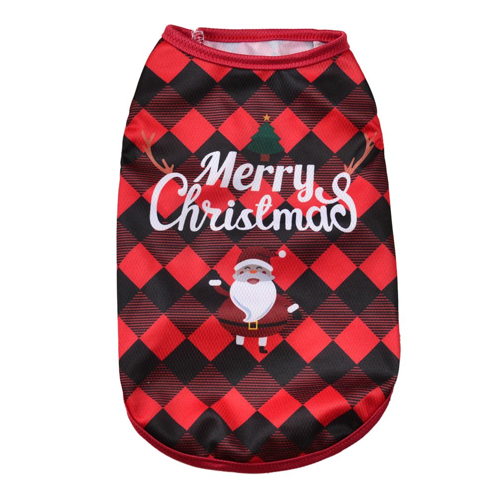 4pc Soft Pet Vest For Small Medium Dogs Cats Cute Santa Claus Diamond Plaid Print Kitten Comfortable T-shirt Sphynx Costume Coat