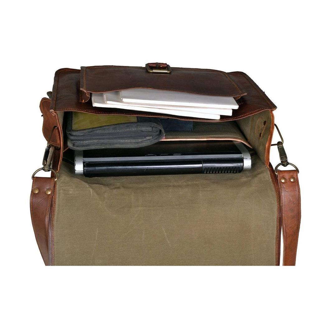 Leather Brown Messenger Vintage Laptop Shoulder Briefcase Men's