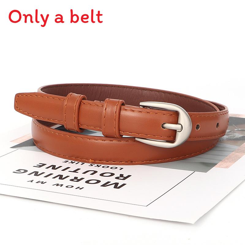 

Трендовый Ретро Простой Серебряная Пряжка Женский Узкий Пояс Повседневный Универсальный И верблюд