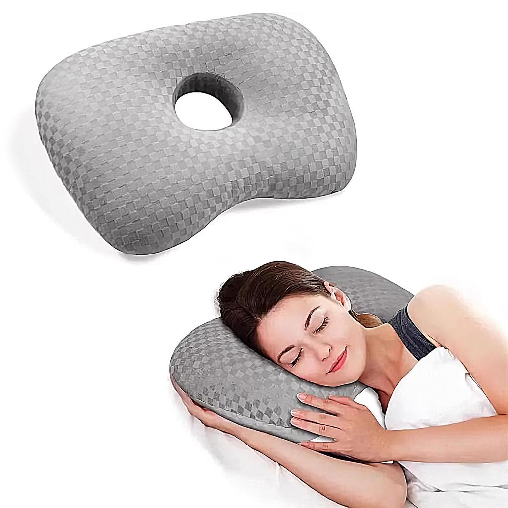 Ear Piercing Pillow for Side Sleepers non pressure ear pillow Ear Pain Ear Inflammation with Ear Hole Sleeping Pillow Ear Guard