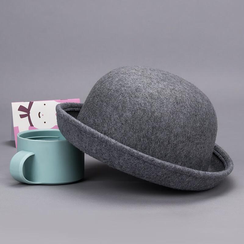 ZHENYUEQI Parent-Child Imitation Wool Felt British Round Top Hat