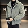 Trendy Brand Men's 2025 Winter White Duck Down Striped Puffer Jacket with Gold Thread and Soft Fur