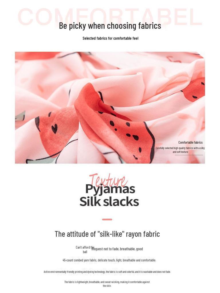 Women's Summer Pajama Pants - Cotton & Rayon, Thin Style, Wide-Leg, Loose Fit, Ideal for Spring & Autumn, Suitable for Home or Outdoors.