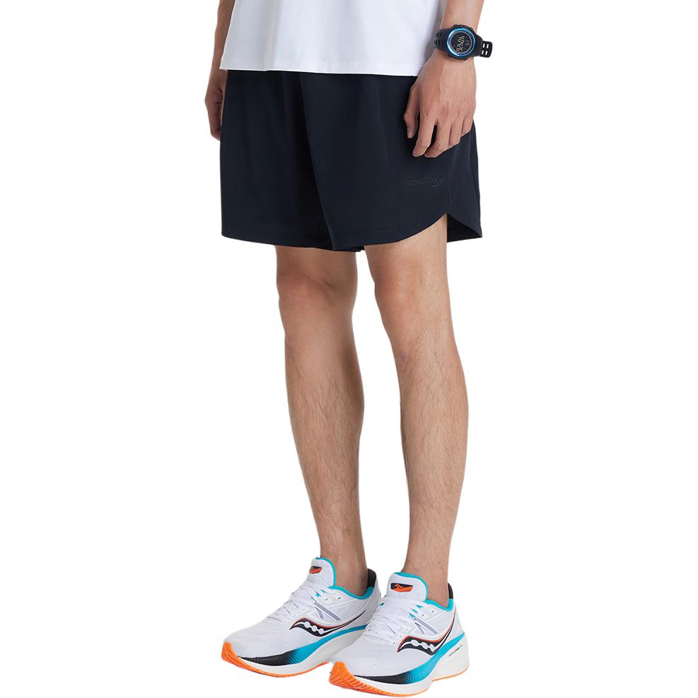 SAUCONY Solid Color Pocket Mid Waist Straight Leg Sports Shorts Men Shorts Black SC2239016-1