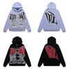 Streetwear kardigan s kapucí s potiskem písmen a kamínky, smíšené emoce