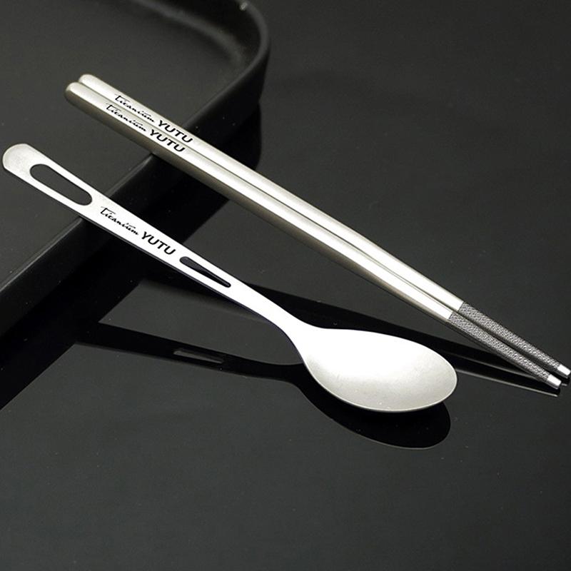 Pure Titanium Tableware Set Outdoor Household Frosted Knife And Fork Spoon Chopsticks Travel Camping Portable Knife And Fork Set