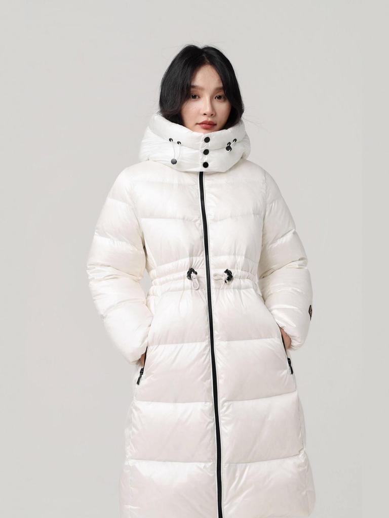 Schwarzgoldene Damen Slimming Lange Daunenjacke - Winter 2025, Kältebeständiger & Warmer Mantel.