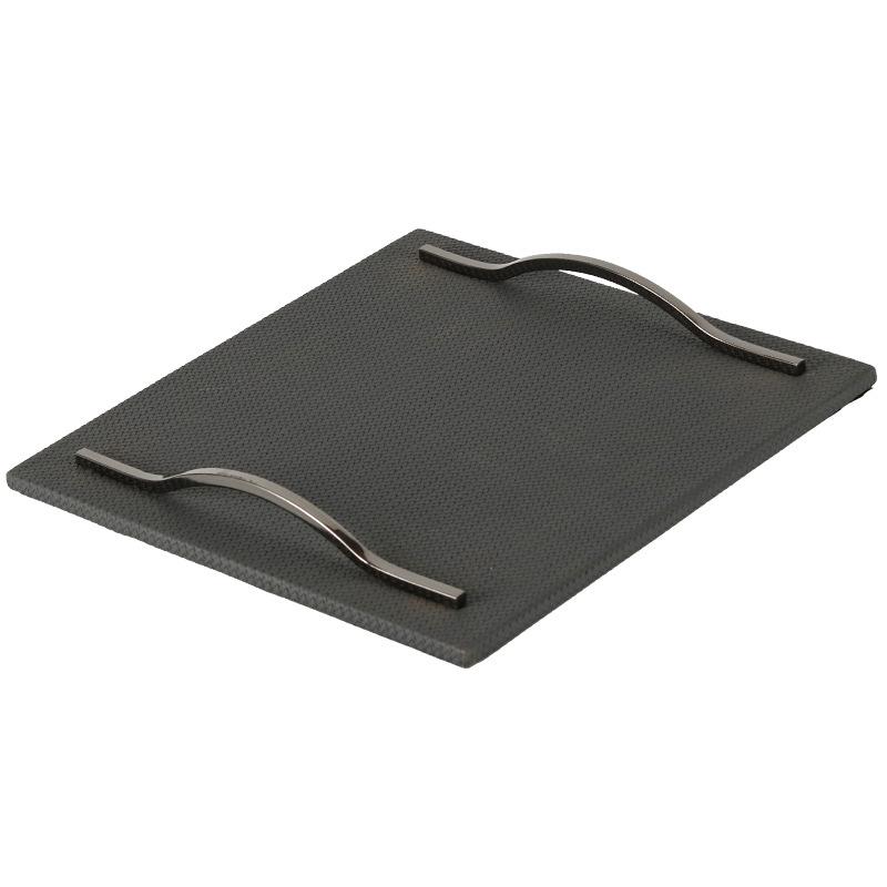 Light Luxury Rectangular Woven Leather Tray Decorative Ornaments Art Handle Storage Tray Model Room with Display Accessories