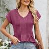 Spring Summer Leisure Fashion V-neck Striped Trend Loose Top T-shirt