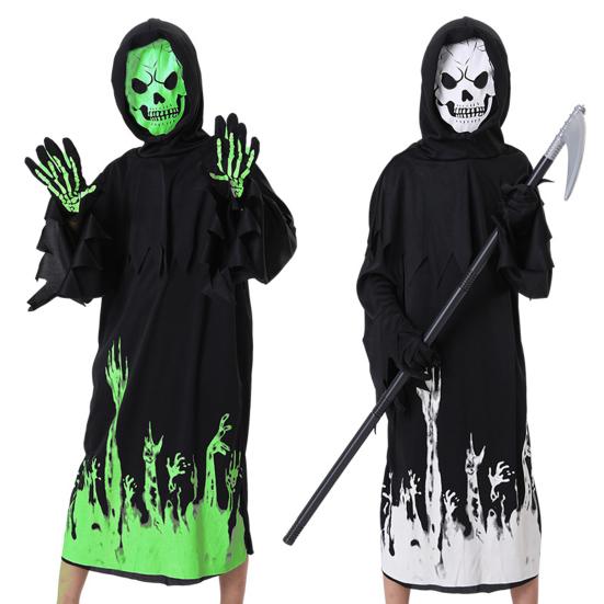 Halloween Grim Reaper Costume for Kids Glow-in-the-Dark Cosplay Outfit