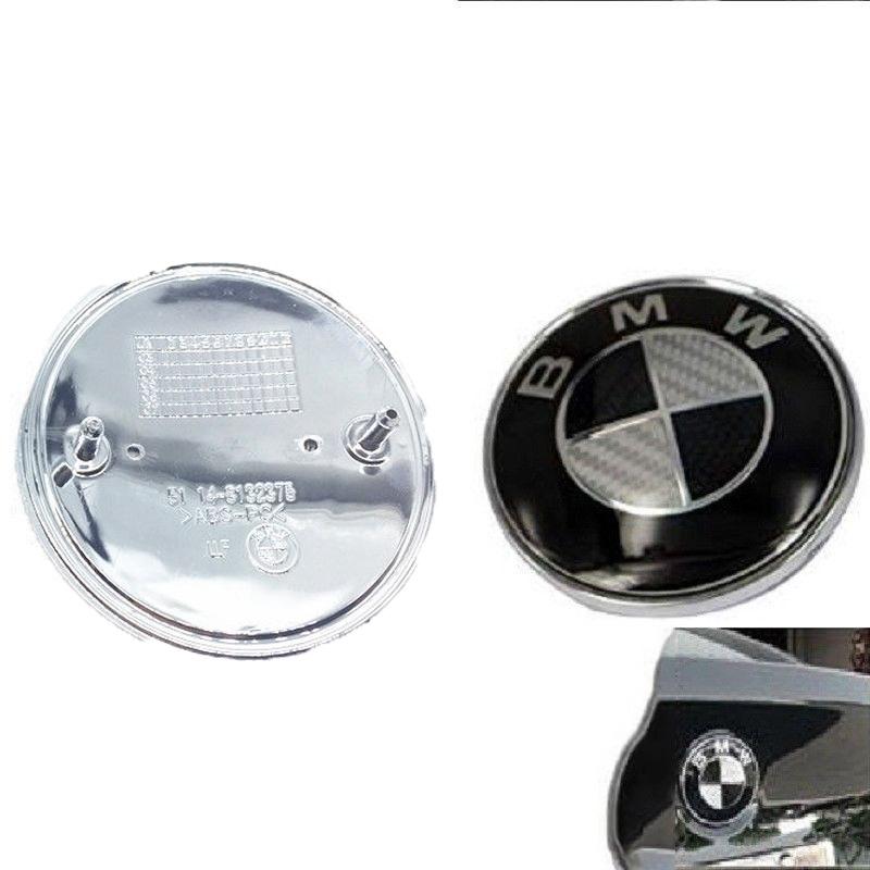 Logo BMW für echtes Kohlefaser Schwarz Silber 74mm Hauben-Kofferraum-Plakette Emblem
