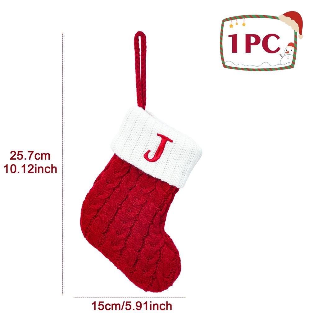 Christmas Socks Knitting Snowflake Letter Stocking Christmas Decoration 2025 For Home Xmas Tree Ornament Gift Navidad Natal 2026