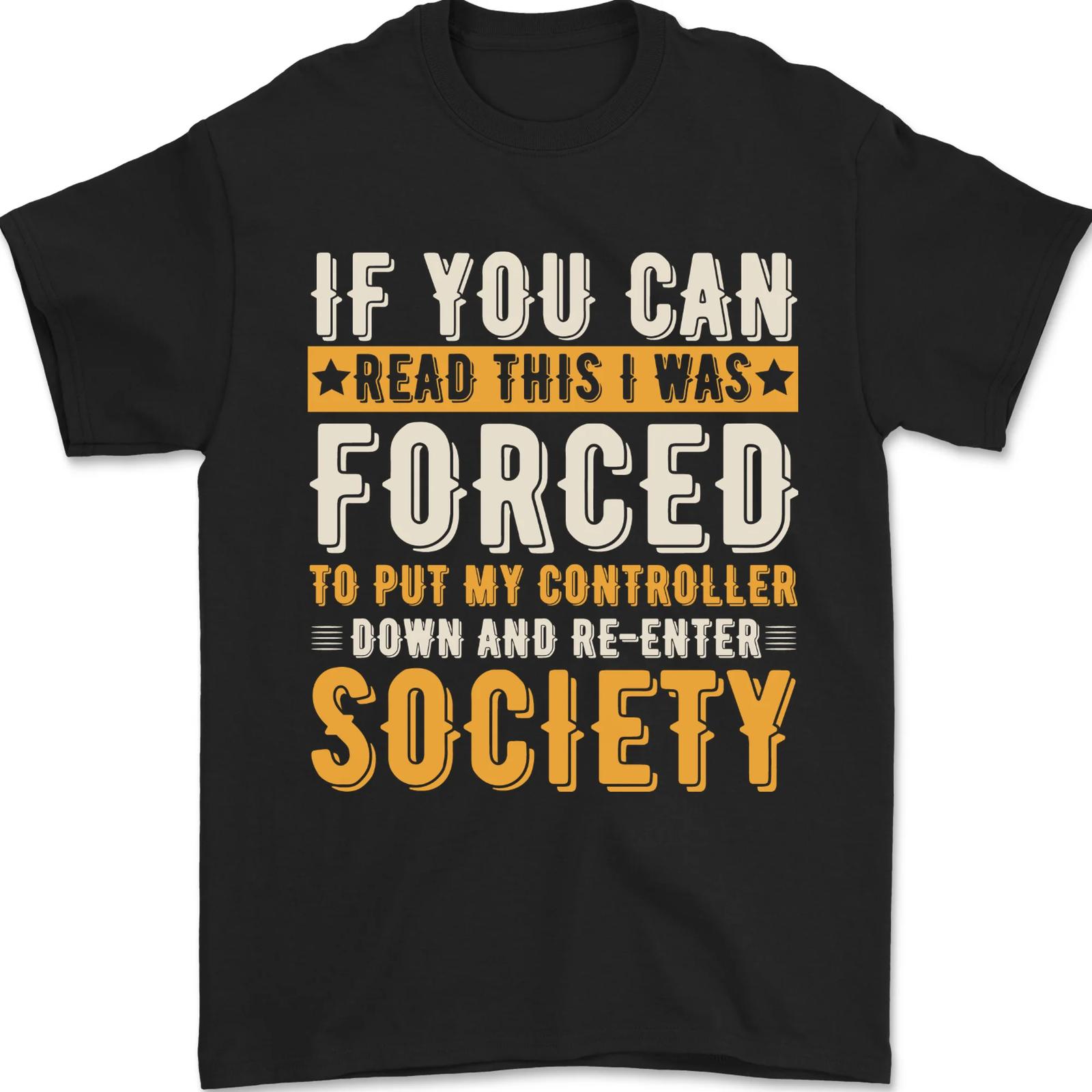 Re-enter Society Funny Gaming Gamer Mens T-Shirt 100% Cotton S