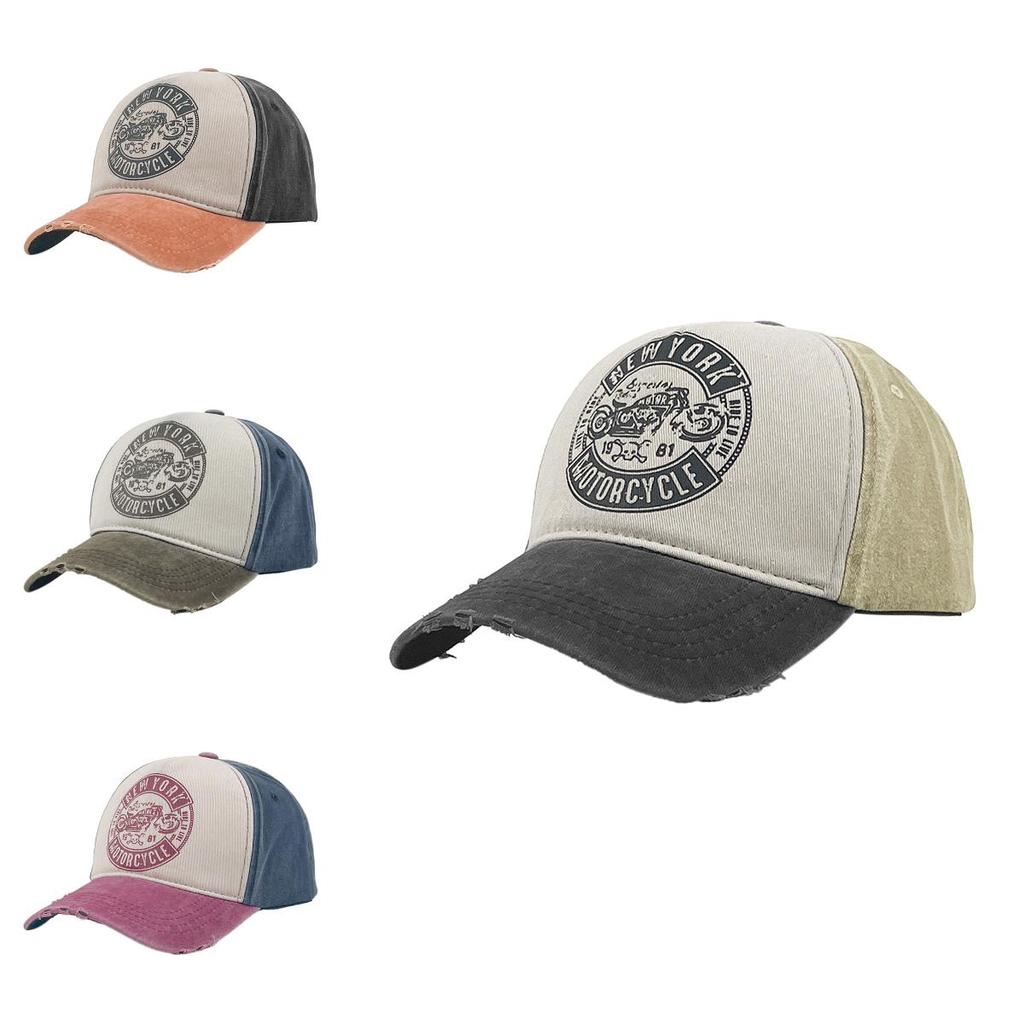 York Motorcycle New Printed Mens Baseball Hat Breathable Sun Korean Protect