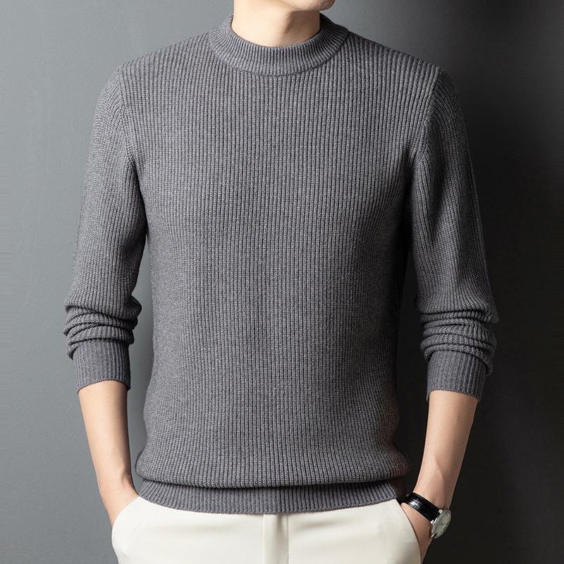 

Autumn-Winter Men s Slim Fit Vertical Stripe Knit Sweater - Warm Round Neck for Middle-Aged & Young Adults XXL сірий колір