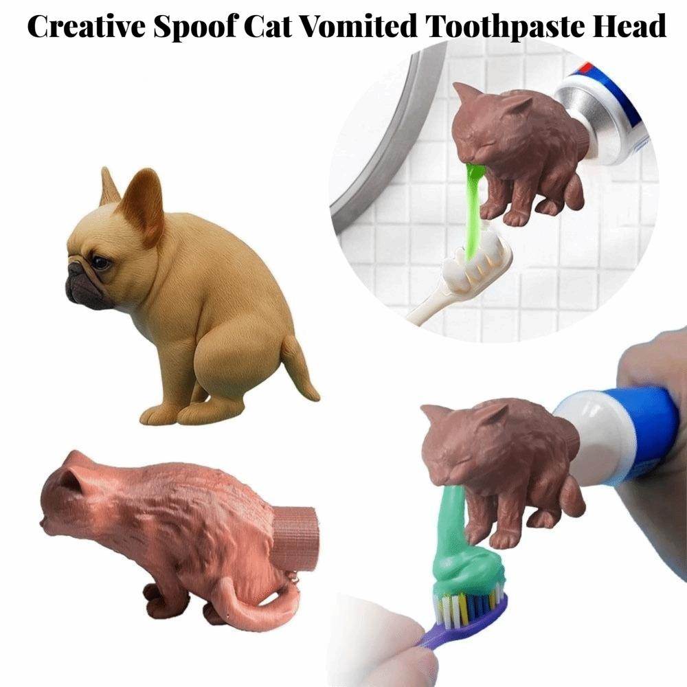 Compact Design Spoof Cat Vomited Toothpaste Head Reusable Prank 3D Printed Toothpaste Squeezer Dog Toothpaste Tube Adapter