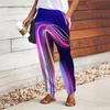 Women Abstract Printing Pants Lace Up Elastic Waist Loose  Trousers Casual Long Pants Trousers with Pockets