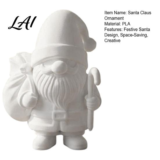 Personalized Christmas Gift 3D Printed Santa Claus Figure for DIY Painting Tabletop Desktop Holiday Statue Ornament White Resin Figurine Desk Shelf