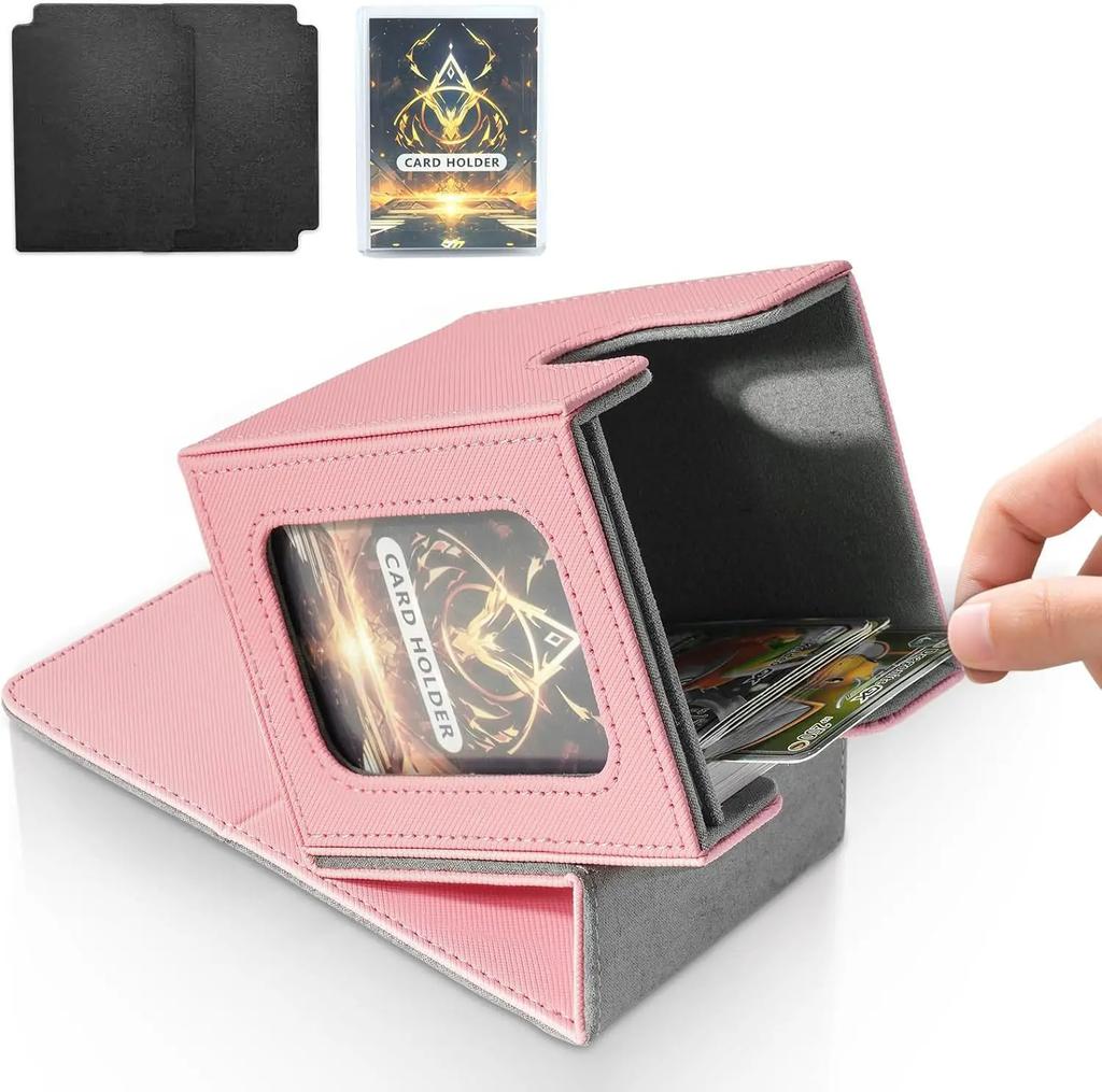 Holds 100+ Trading Card Deck Box for MTG Commander Display with 2 Dividers Game Sports Card Storage Box PU Magnet Deck Case