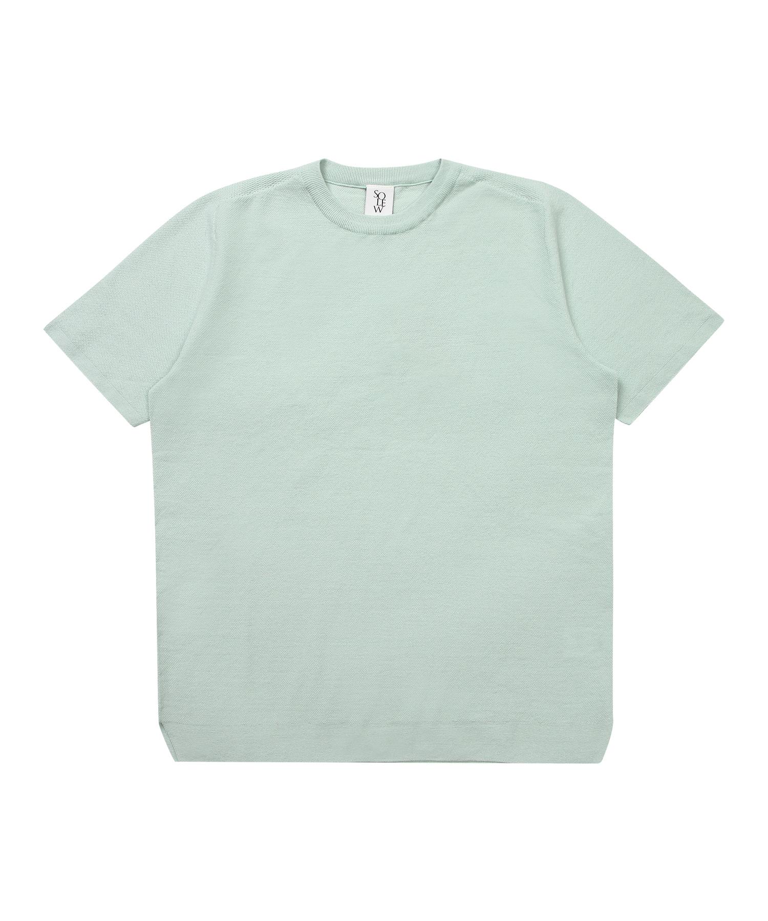 Soru Round Short Sleeve Sweater_Light Green L