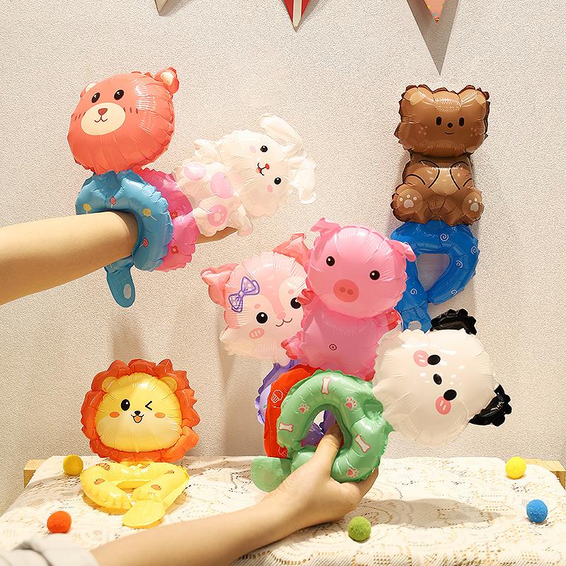 Children's Cartoon Wrist Balloons, Birthday Decorations, Kindergarten Small Gifts, Holding Inflatable Wristbands, Setting Up Stalls, Toys