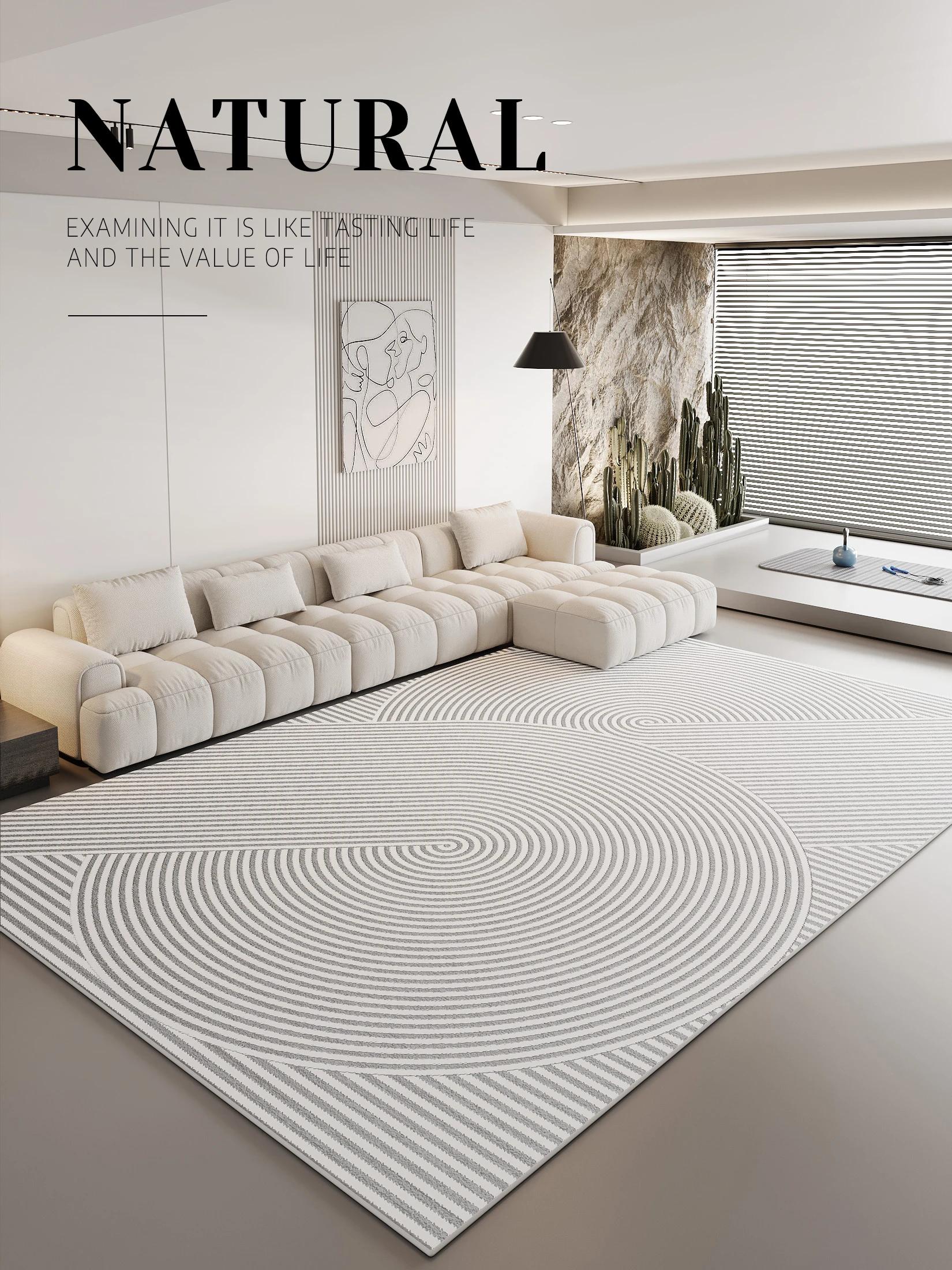 

Minimalist Light Grey Carpet Artistic Stripes Living Room Decoration Carpets Easy To Clean Lint-free Rugs Luxurious Bedroom Rug Custom Contact Us