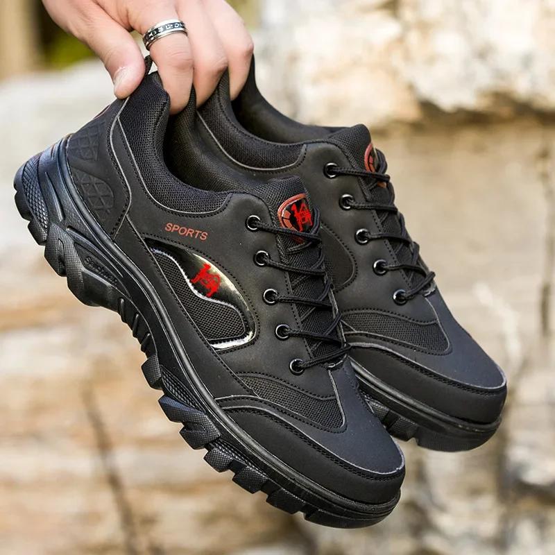 Fashion Whoholl Leather Men Outdoor Hiking Shoes Tourist Trekking Sneakers Mountain Climbing Trail Jogging Shoes for Men Factory Outlet