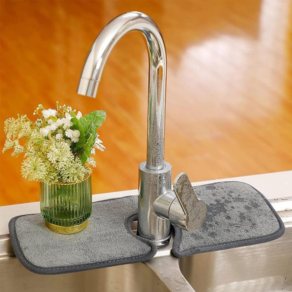 Faucet Absorbent Mat Sink Splash Guard for Kitchen Bathroom Countertop Protector Microfiber Faucet Splash Catcher