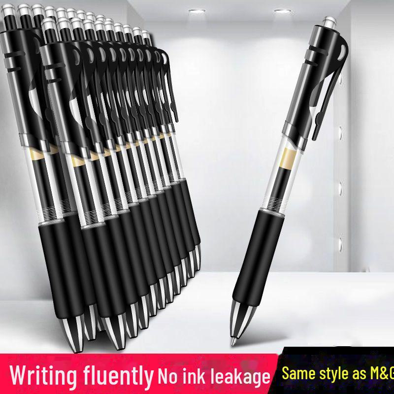 K35 Push Gel Pen - Student Exam Special, Non-Morning, Black/Blue Ballpoint, Water-Based Signature Pen Refill