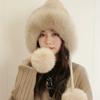 New Winter Warm Mink Hair Woven Fox Hair Ear Protection Fur Hat Female Cute Real Hair Ball Snow Hat