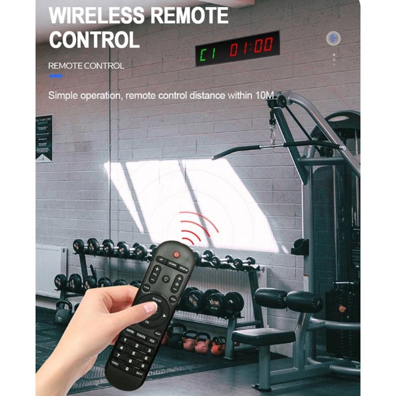 Large Screen Gym Timer 1.5Inch Digits Count Down/Up Timer Box Cycle Interval Clock Stopwatch for Gym Fitness Training